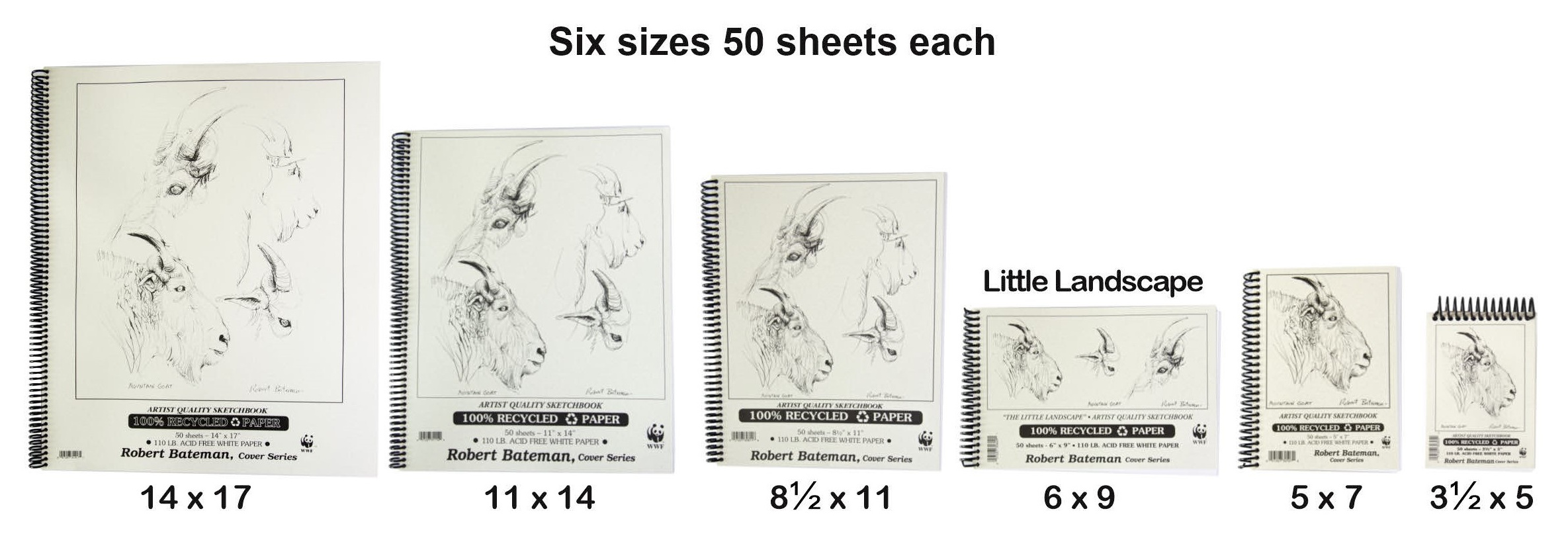 Robert Bateman sketchbooks six sizes 50 sheets each